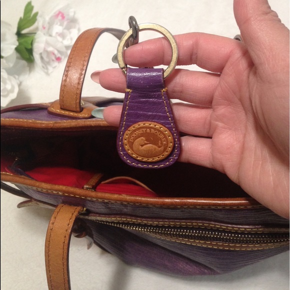 Dooney & Bourke Purple and Light Brown Shoulder Tote Bag - Picture 9 of 16